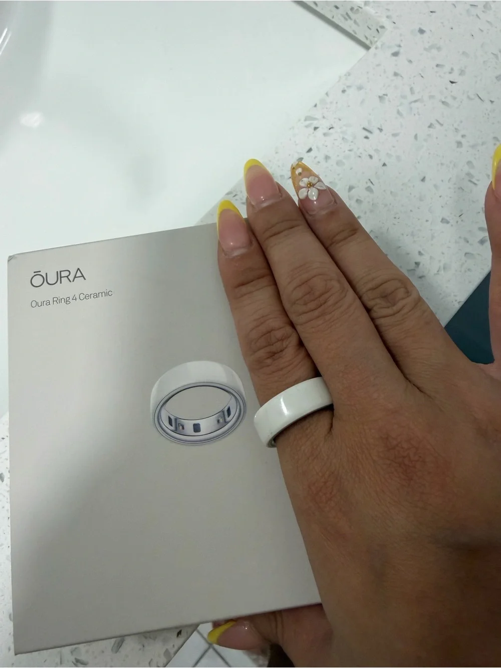 Oura Ceramic Smart Ring in White by Oura